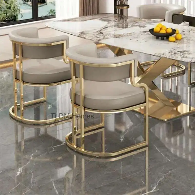 Luxury golden Dining Chairs wrought Iron Backrest Armchair Kitchen Modern Dining Room Furniture Home Bedroom Salon Makeup Chair Luxury golden Dining Chairs wrought Iron Backrest Armchair Kitchen Modern Dining Room Furniture Home Bedroom Salon Makeup Chair