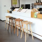 New Arrivals Nordic Modern Log Bar Chair Beautiful Atmosphere Coffee Shop Solid Wood Stool Home Dining Room High Bar Chair 4