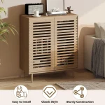 Mid Century Bar Cabinet with Wine Racks, Modern Liquor Cabinet with Slatted Doors for Dining Room, Living Room, Customized 6