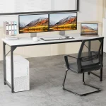 JHK Computer Office Desk Writing Study Office Gaming Table Modern Simple Style Compact Metal Frame Wood Tabletop Easy Assembly 2