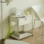 Minimalist Nightstand Medieval Bedroom Furniture Module Storage TV Side Cabinet Modern Stainless Steel Frame Bedside Table g 5