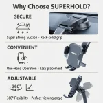 Multi-Scene Phone Mount with One-Click Lock Retractable Arm Strong Suction 360° Rotation for Car & Office 5