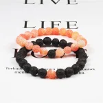 Set Bracelet Couples Distance Black White Natural Lava Stone Tiger Eye Beaded Yoga Bracelets for Men Women Elastic Rope Jewelry 4