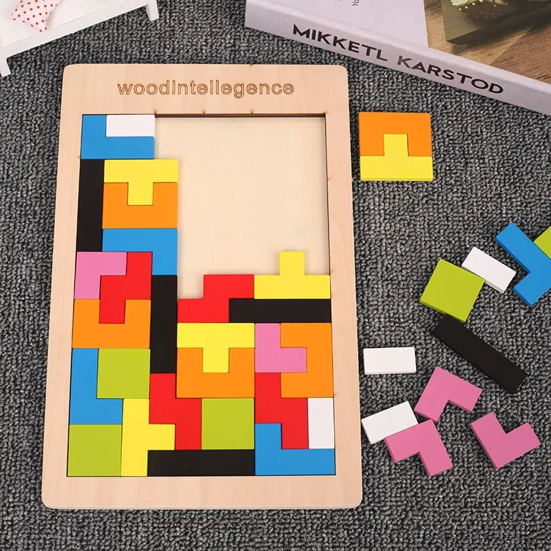 1 Set Wooden Blocks Puzzle Brain Teasers Toy Tangram Jigsaw Intelligence Colorful 3D Russian Blocks Montessori Educational 1 Set Wooden Blocks Puzzle Brain Teasers Toy Tangram Jigsaw Intelligence Colorful 3D Russian Blocks Montessori Educational