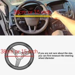 Micro Fiber Leather Hand Sewing Soft Car Steering Wheel Cover With Needles and Thread Diameter 38cm Auto Car Accessories 2