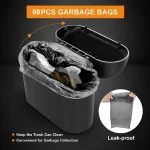 Car Trash Can (with Lid) Contains 60 (300) Garbage Bags, Small Car Trash Can, Leak-proof Mini Car Accessories 3