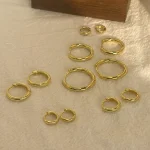6-15mm Stainless Steel Earring Minimalist Classic Round Gold Color Earring for Women Men Tiny Huggie Hoop Rock  Jewelry Gift 2