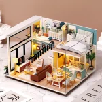 Handmade Doll House Kit Wooden 3D Puzzle Mini DollHouse Assembly Building With Furniture Kits Toys For Children Birthday Gifts 2