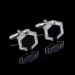 Fashion Men's Accessories Starry Sky Geometric Hexagonal Cufflinks Shirt Tie Clip Business Party Jewelry Promotion Souvenir Gift 4