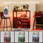 Vintage 3-Tier Wine Bar Cabinet With Adjustable Shelves & Glass Holders, Small Buffet Sideboard For Kitchen, Dining, Bar Storag 2