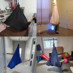 1.5*2.8m Elastic Swing Hammock Indoor and Outdoor (Including Fixing Hardware) Elastic Swing Hanging Adjustable Aerial Yoga Adult Healing Hammock Swing Set, Elastic Fabric Hammock. Embrace the Swing, Hang the Swing Hammock, Perfect for Yoga, Camping, and Picnics. 3