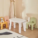 Kids Study Table And Chairs Set Backrest Cute Low Stool Small Kindergarten Outdoor Plastic Strong Durable Table Furniture Set 4