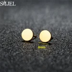 Golden Minimalist Stainless Steel Earings Small Heart Round Star Geometric Stud Earrings for Women Bicycle Fitness Sport Jewelry 3