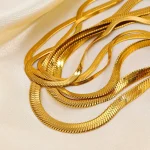 Gold Color Stainless Steel Necklaces For Unisex Waterproof Filmy Snake Chain Herringbone Choker Men Necklace Women Jewelry Gift 6