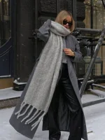 2025 Women Scarf Winter Warm Thick Shawl Wraps Fashion Solid Color Pashmina Scarves Long Tassel Hijab Stoles Bufanda Cashmere 4