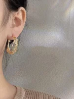 Gorgeous Intertwined Gold Color Hoop Earrings With Intricate Mesh Stylish Style Earrings For Women Party Gift Jewelry 2