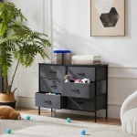 JHK 6 Fabric Drawers Nightstand For Bedroom Bedside Sofa Table With Storage Closet Chest Clothes Display Cabinet Furniture 2