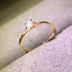 Huitan Minimalist Women's Wedding Rings with 4MM Cubic Zirconia Simple Elegant Female Finger Accessory Engagement Bands Jewelry 4