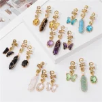 Green Crystal Aventurines Butterfly Hexagonal Prism Round Shape Hair Clip 3pcs/Set Headwear Women Healing Reiki Hair Accessories 6