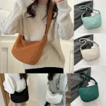 Corduroy Shoulder Bag Minimalist Crossbody Bag Women's Handbags Fashion Fabric Underarm Bag Solid Color Zipper Female Handbag