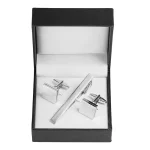 Classic men's French shirts cufflinks tie clip drawing laser metal cuff button clips wedding suits accessories jewelry box gift 5