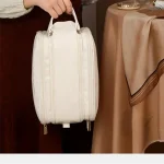Multifunctional Makeup Bag For Women PU Leather Large Capacity Portable Double Zipper Travel Makeup Brush Toiletries Storage Bag 6
