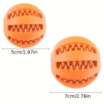 Dog Toy Ball, Nontoxic Bite Resistant Toy Ball for Pet Dogs Puppy Cat, Dog Pet Food Treat Feeder Chew Tooth Cleaning Ball 3