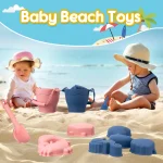 TYRY.HU 8pcs/set Children Toys Silicone Beach Toy Set with Bucket and Six Accessories Fun Outdoor Play Sand for Kids 3