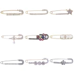 Trendy Rhinestone Five Pointed Star Brooches for Women Unisex Pearl Flower Pins Office Party Friend Gifts Jewelry Accessories