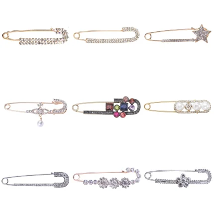 Trendy Rhinestone Five Pointed Star Brooches for Women Unisex Pearl Flower Pins Office Party Friend Gifts Jewelry Accessories