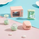 1/12 Dollhouse DIY Bear Biscuits Miniature Furniture Toaster Oven Mixer Electronic Scale Model Set Kitchen Toy For Girl Gift 3