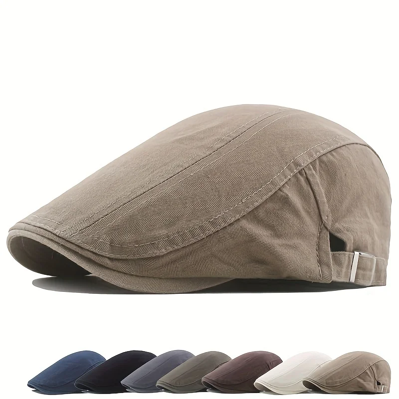 Men's Classic Cotton Newsboy Hat, Vintage Cabbie Cap, Men's Sun Protection Beret Hat Men's Classic Cotton Newsboy Hat, Vintage Cabbie Cap, Men's Sun Protection Beret Hat