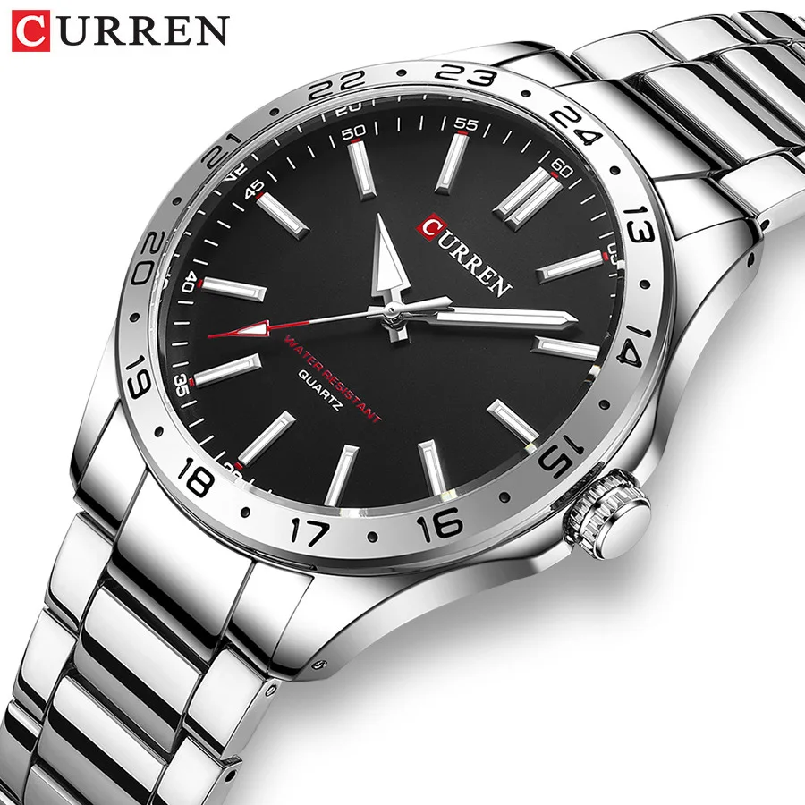 CURREN 8452 Men Quartz Watch Simple Fashion Leisure Business Clock Black Silvery Stainless Steel Strap Wristwatch for Male CURREN 8452 Men Quartz Watch Simple Fashion Leisure Business Clock Black Silvery Stainless Steel Strap Wristwatch for Male