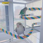 1PC Pet Bird Bite Toy Parrot Color Cotton Rope Toys Elastic Parrot Climbing Toys Sturdy Bird Swing rope Pet Cage Toy Swing Stand