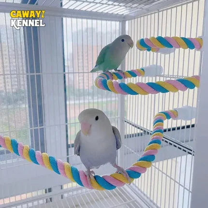 1PC Pet Bird Bite Toy Parrot Color Cotton Rope Toys Elastic Parrot Climbing Toys Sturdy Bird Swing rope Pet Cage Toy Swing Stand
