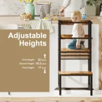 Toddler Kitchen Step Stool, Adjustable Height Learning Tower with Safety Rail, Steel & Wood Kitchen Stool for Kids, Toddler Help 4