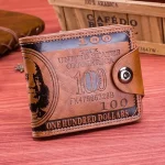 Men's Wallets with 100 US Dollar Pattern Hasp Male Leather Wallet with Zipper Card Holder Coin Pocket Purse cartera hombre 3