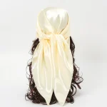 Luxury Brand Silk Scarf Women Satin Solid color Hijab Scarves Muslim Pareo Bandana Female Shawl Wrap Headband Foulard 90*90cm 3