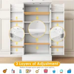 White Freestanding Kitchen Pantry Cabinet with Doors and Adjustable Shelves, Ideal for Living and Dining Rooms 6