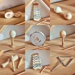 Baby Musical Toys Wooden Bear Rattle Bell Drum Xylophone Percussion Early Educational Instrument Playthings for Toddlers Kids