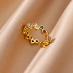 Zircon Geometric Heart Rings For Women Stainless Steel Gold Color Wedding Ring Luxury Aesthetic Jewlery Couple Gift 2025 3