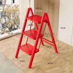 2-3 Step Ladder Folding Ladder Small Steel Step Stool Household Office Portable Herringbone Ladder With Wide Anti-Slip Pedal 6