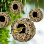 Birds Nest Bird Cage Grass Egg Cage Bird House Outdoor Decorative Weaved Hanging Parrot Nest Houses Pet Bedroom 2