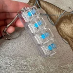 4 Keys Mechanical Keyboard Axis Tester Keychain Stress Relief Clicker Fidget Keyboard with LED Decompression Tools Pendant Gifts 4