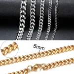 Vnox Cuban Chain Necklace for Men Women,Basic Punk Stainless Steel Curb Link Chain Chokers,Vintage Gold Color Solid Metal Collar 5