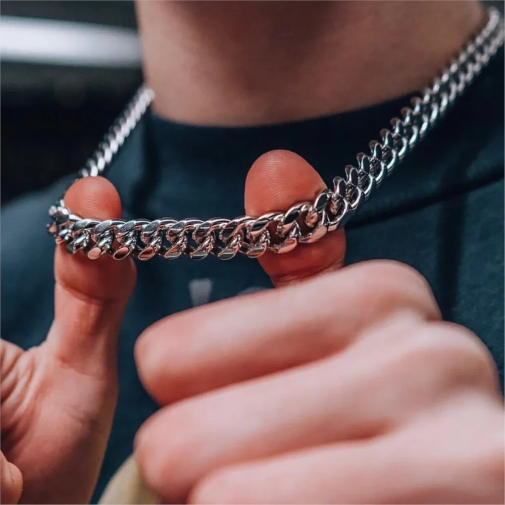 Width 5/7/9MM Hiphop Cuban Link Stainless Steel Chains Necklace for Men Basic Simple Rapper's Choker Fashion Jewelry Accessories Width 5/7/9MM Hiphop Cuban Link Stainless Steel Chains Necklace for Men Basic Simple Rapper's Choker Fashion Jewelry Accessories