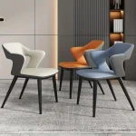 French Style 1Pc Leather Dining Chair with Backrest, Hollow Design, Suitable for Clubhouse Hotel Western Restaurant Cafe
