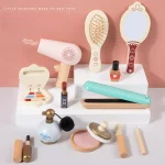 Wooden simulation makeup, playing house, children's toys, hair dryer, cosmetics, princess dressing, girl's birthday