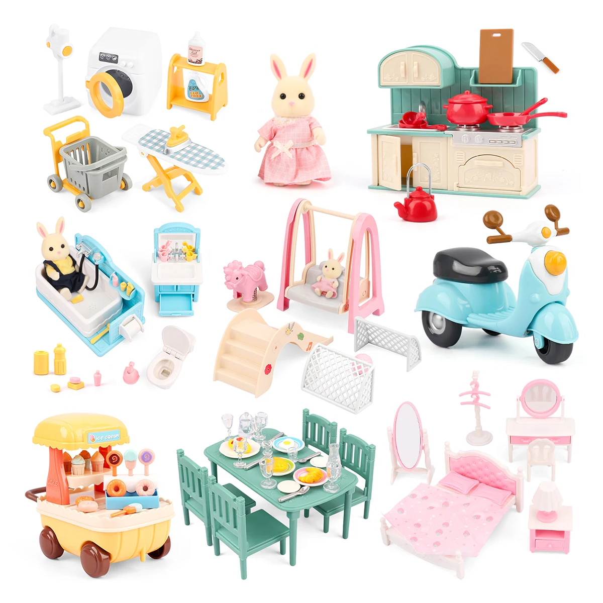1:12 Miniature Furniture Forest Family Kitchen Toy Dining Table Dollhouse Accessories Bathroom Pretend Play For Girl Gifts Toys 1:12 Miniature Furniture Forest Family Kitchen Toy Dining Table Dollhouse Accessories Bathroom Pretend Play For Girl Gifts Toys