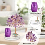 Small Urns for Ashes Keepsake Set of 2, Angel Wings Mini Urn for Human Pet Ashes with Amethyst Crystal Tree -Decoration Urns 4